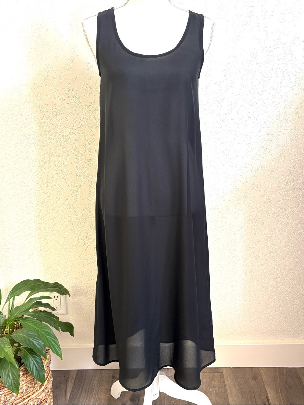 Carole Little Black Sheer Sleeveless Maxi Dress P/S
